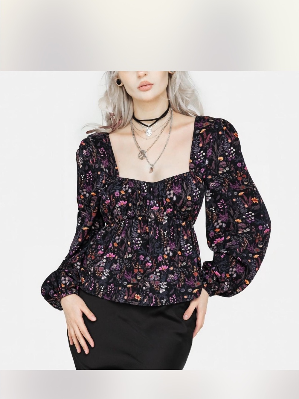 Disturbia Floral Puff Sleeve Top